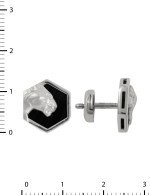 Серьги из белого золота c бриллиантами и ониксом