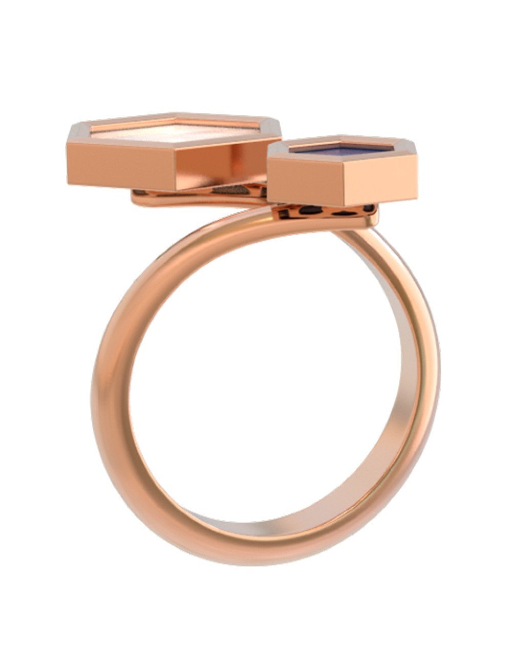 Кольцо из золота c лазуритом и перламутром