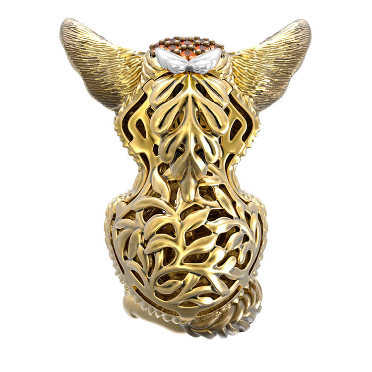 Подвеска из лимонного золота 585 пробы c эмалью и фианитом