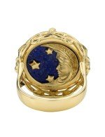 Кольцо из лимонного золота c бирюзой и лазуритом