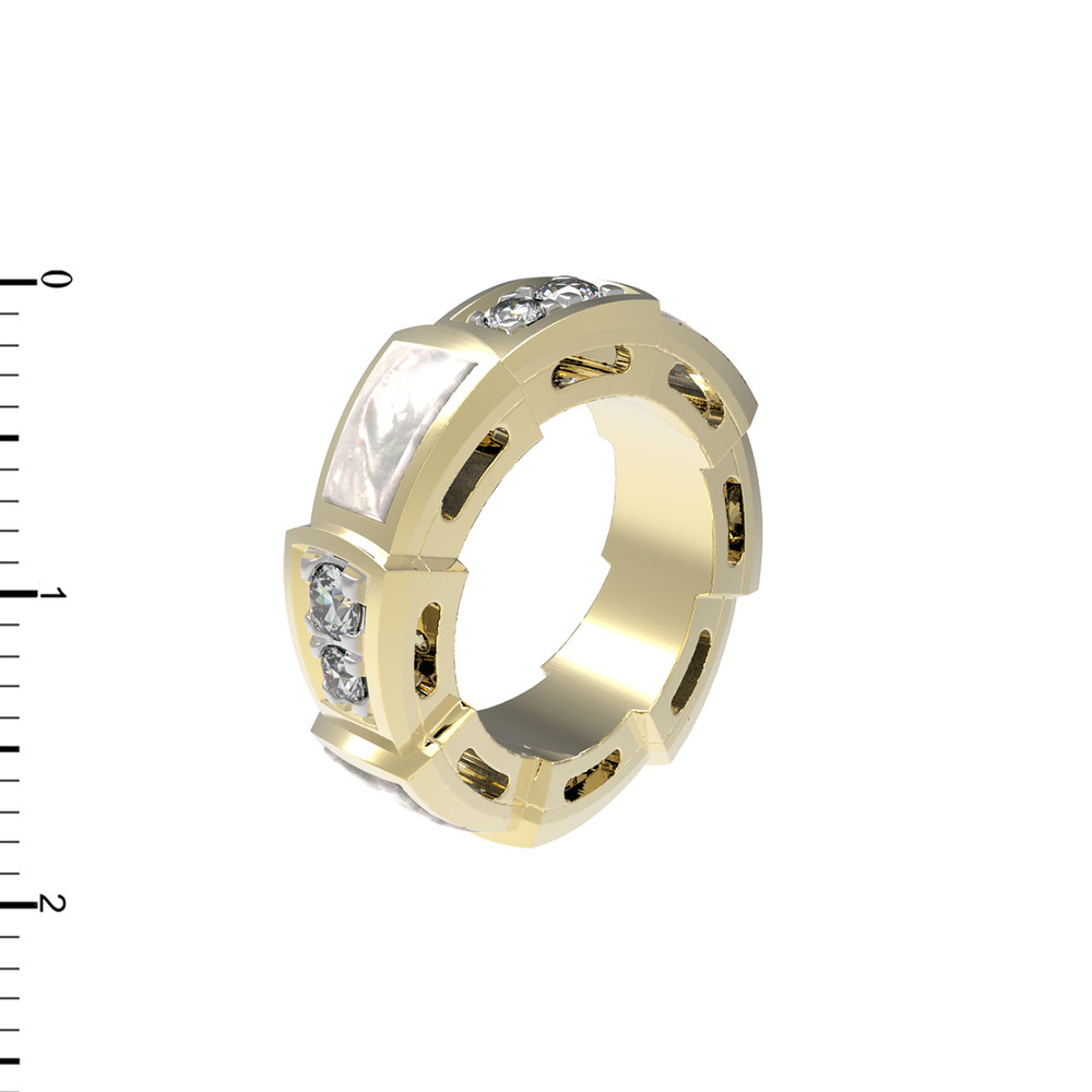 Подвеска из лимонного золота 585 пробы c бриллиантами и перламутром