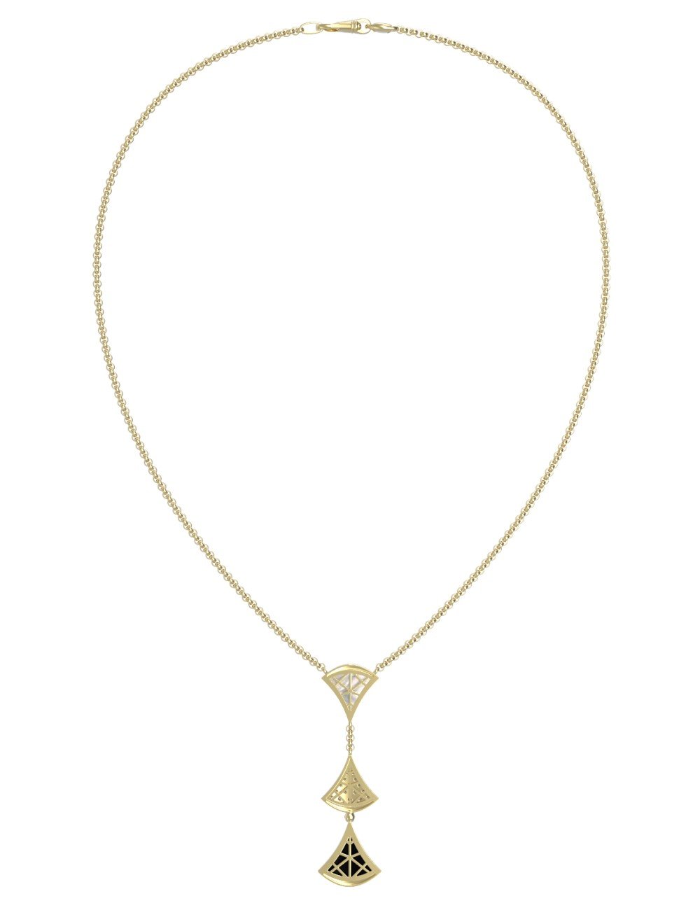 Колье из лимонного золота c бриллиантами, ониксом и перламутром