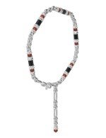 Браслет из белого золота c ониксом и кораллом