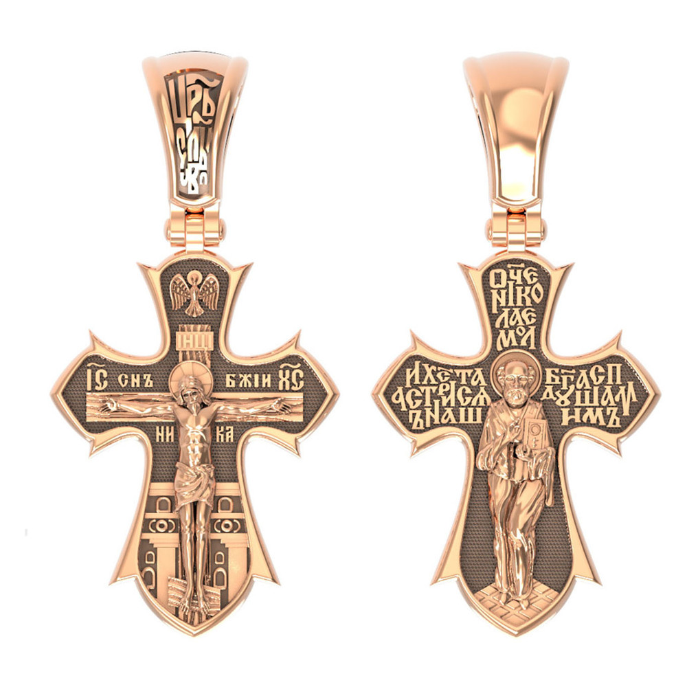 Крест из красного золота 585 пробы