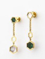 Серьги из лимонного золота c малахитом и перламутром