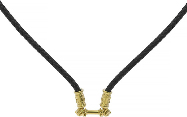 Цепь-шнурок кожа из лимонного золота 585 пробы c кожаным шнурком