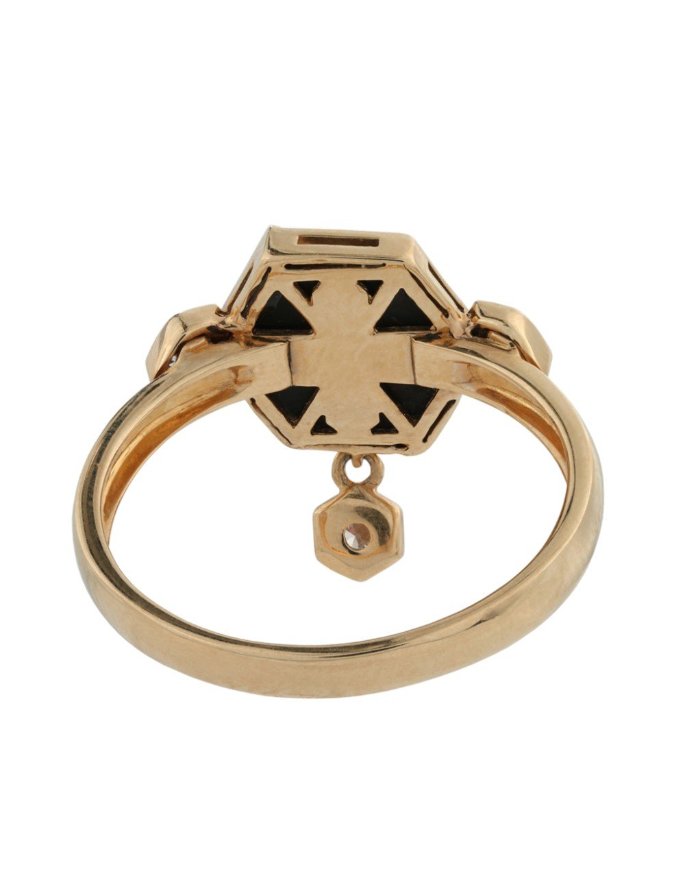 Кольцо из золота c бриллиантами и ониксом