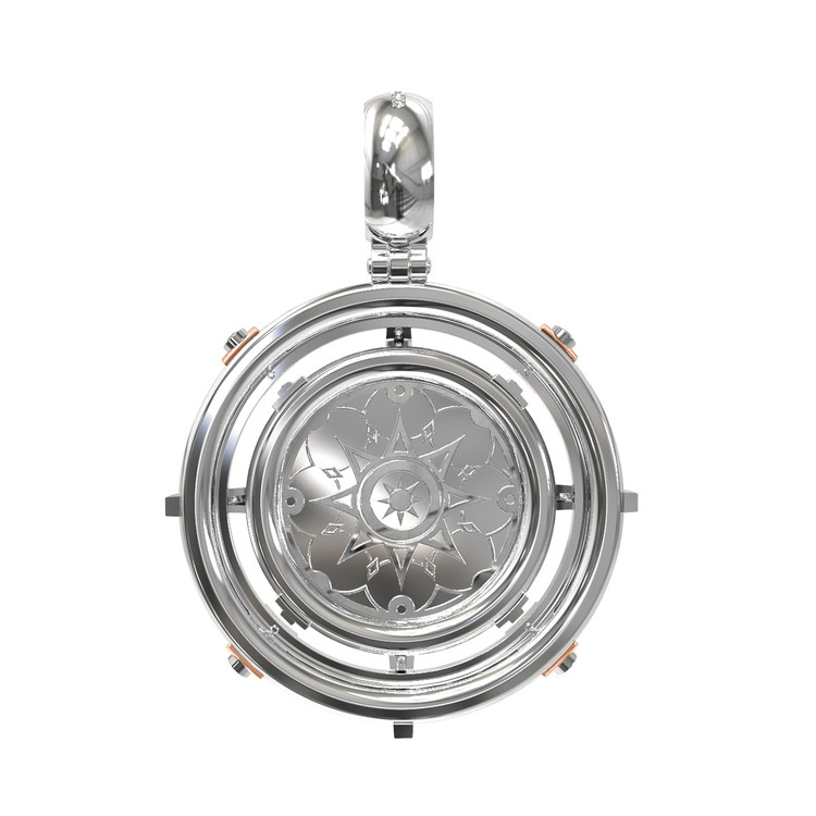 Подвеска из белого золота 585 пробы c эмалью, бриллиантами и ониксом