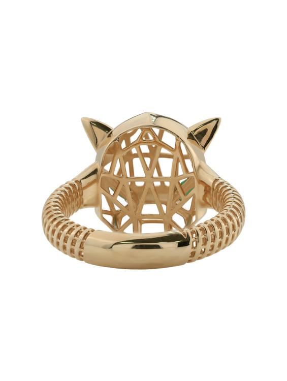 Кольцо из красного золота 585 пробы c изумрудом