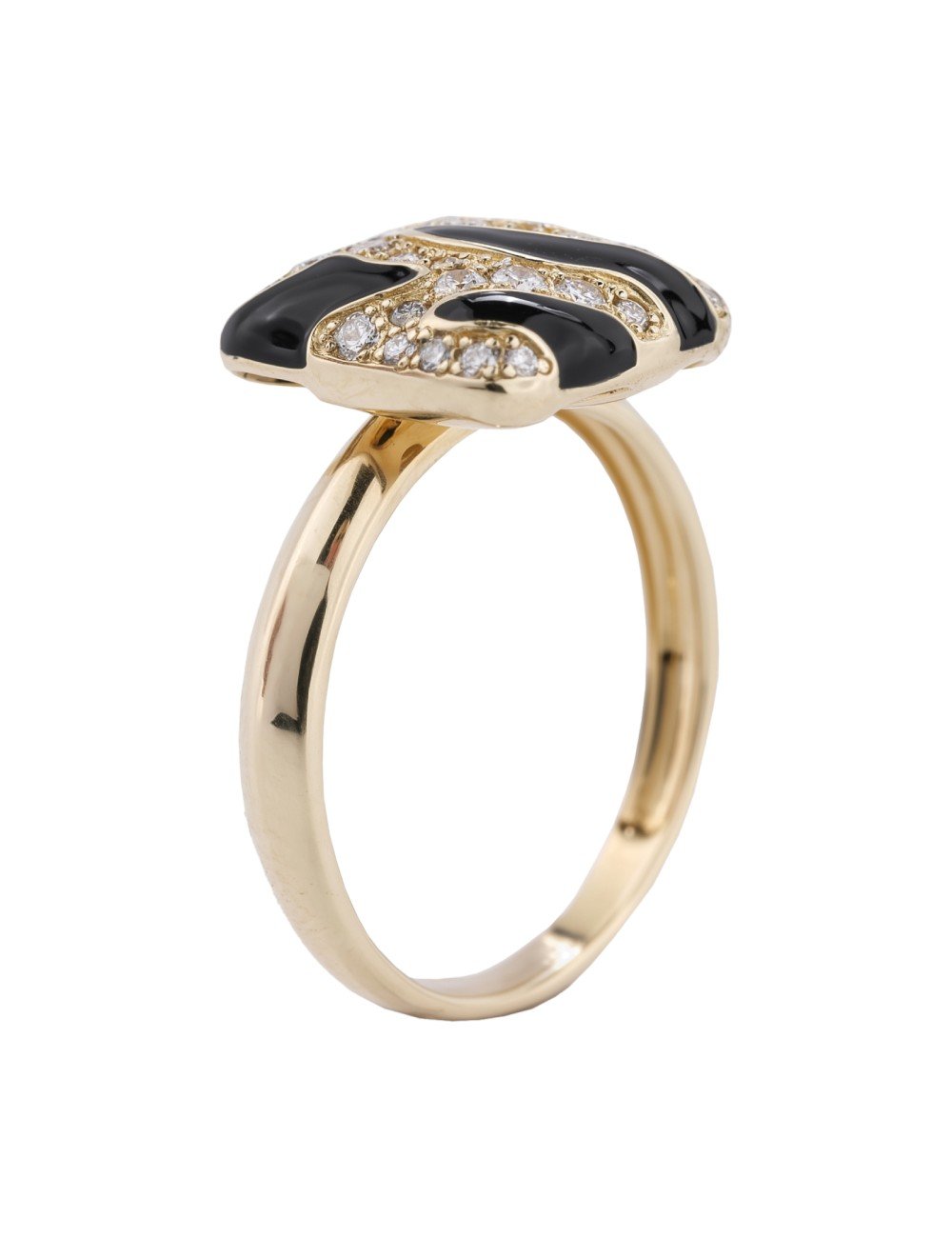 Кольцо из лимонного золота c эмалью и бриллиантами