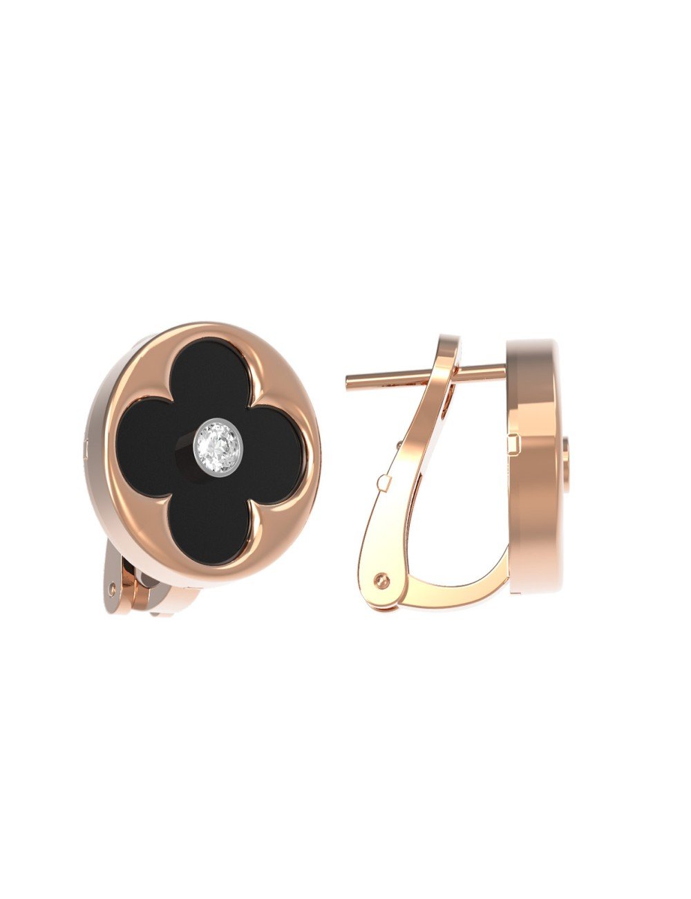 Серьги из золота c бриллиантами и ониксом