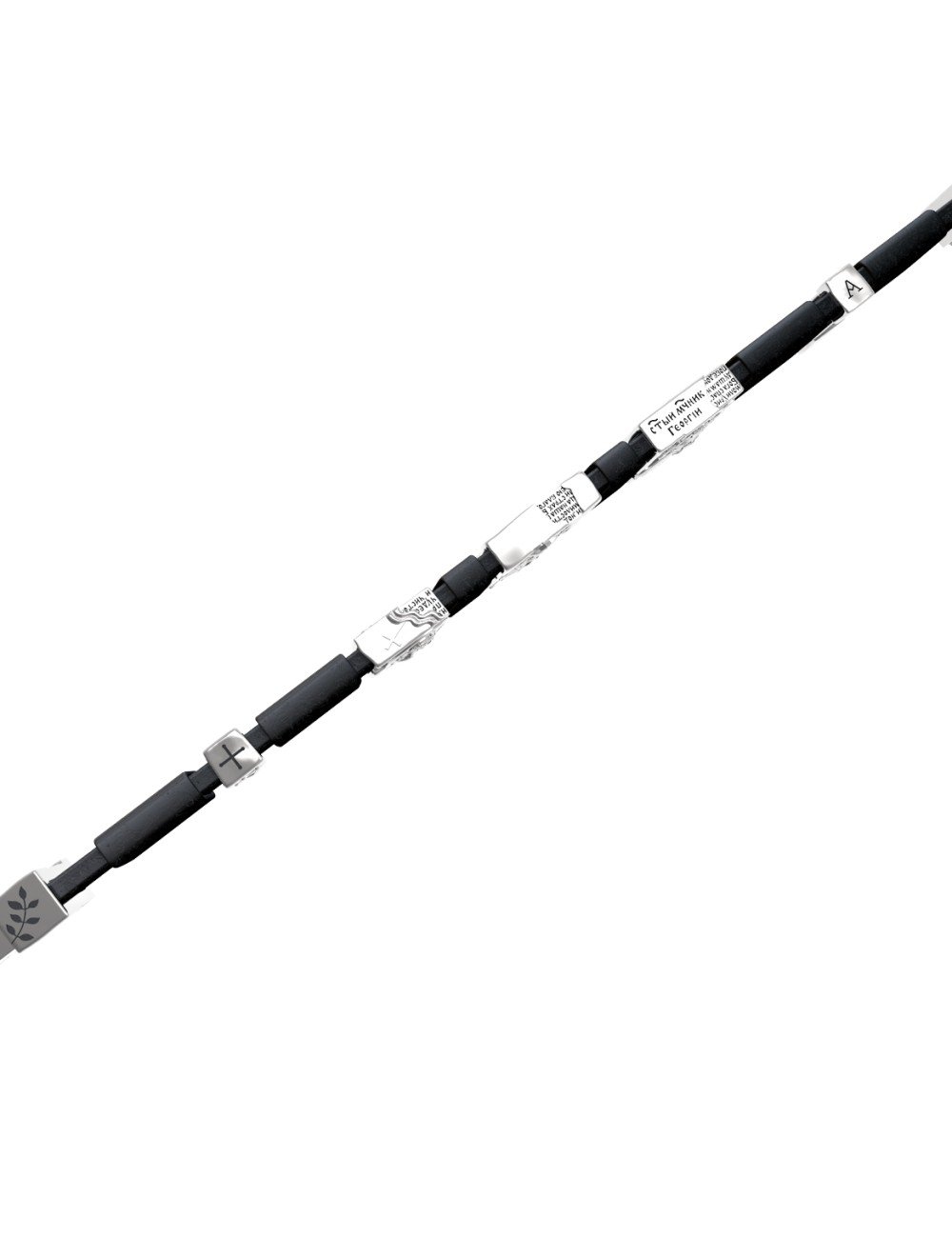 Браслет из белого золота c кожаным шнурком