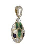 Подвеска из лимонного золота c бриллиантами, сапфиром и малахитом