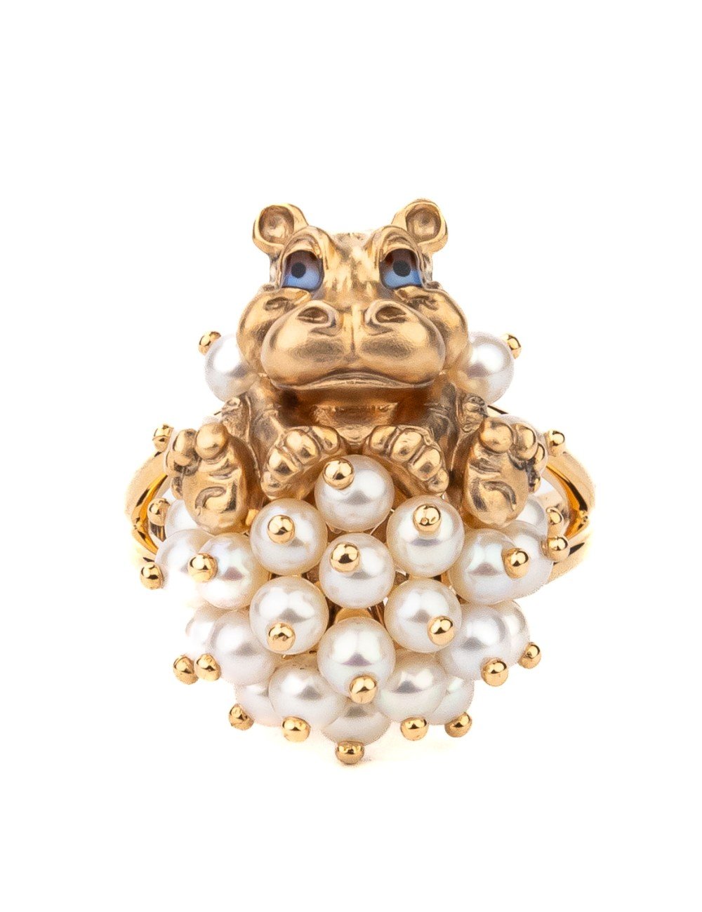 Кольцо из золота c эмалью и жемчугом