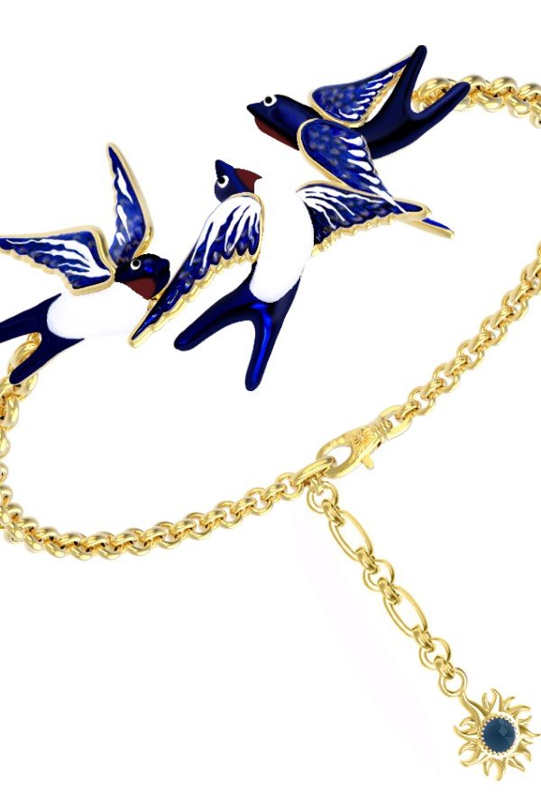 Браслет из лимонного золота c эмалью и топазом London