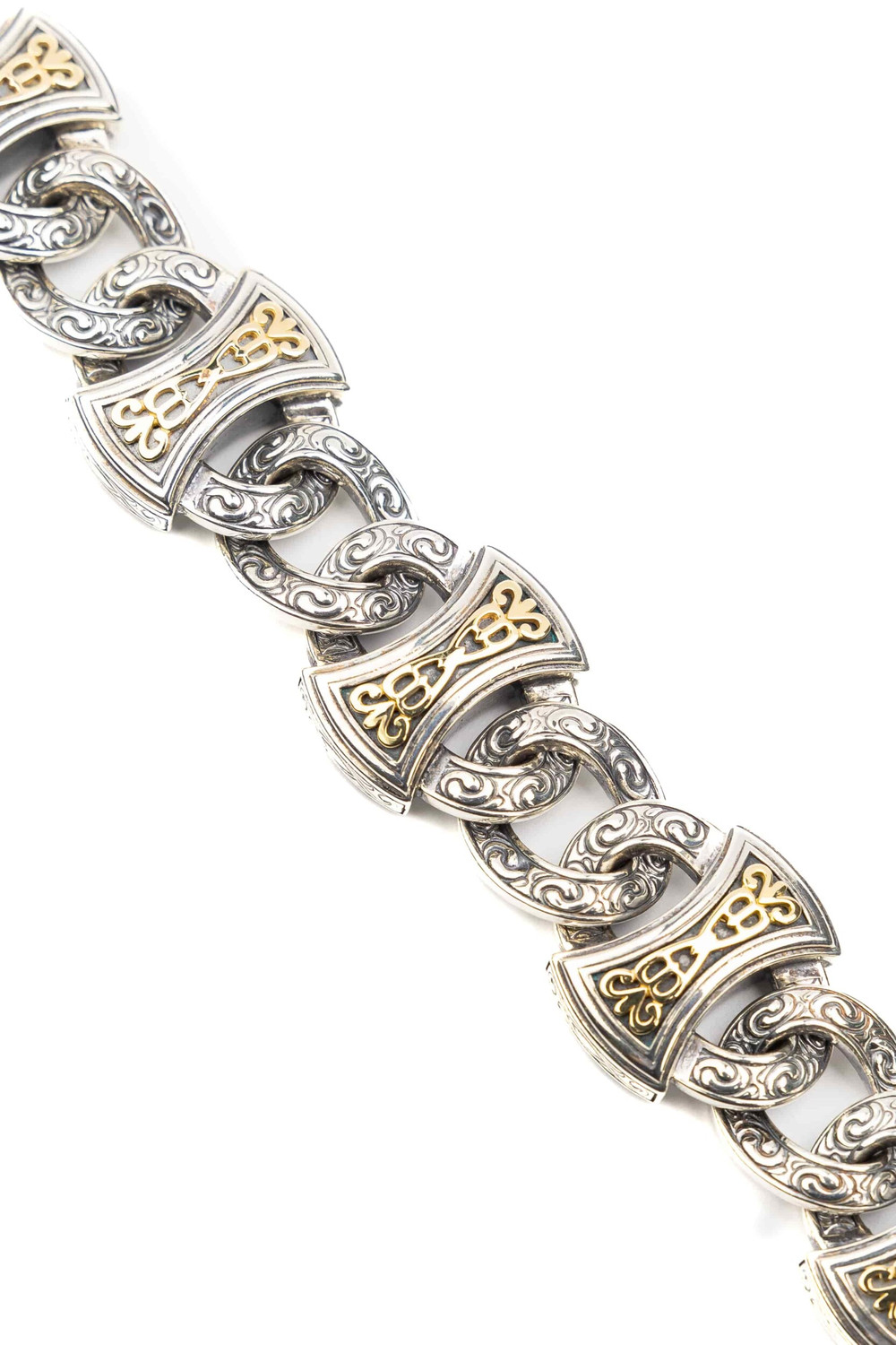 Браслет из серебра 925 пробы и золота 750 пробы c рубином