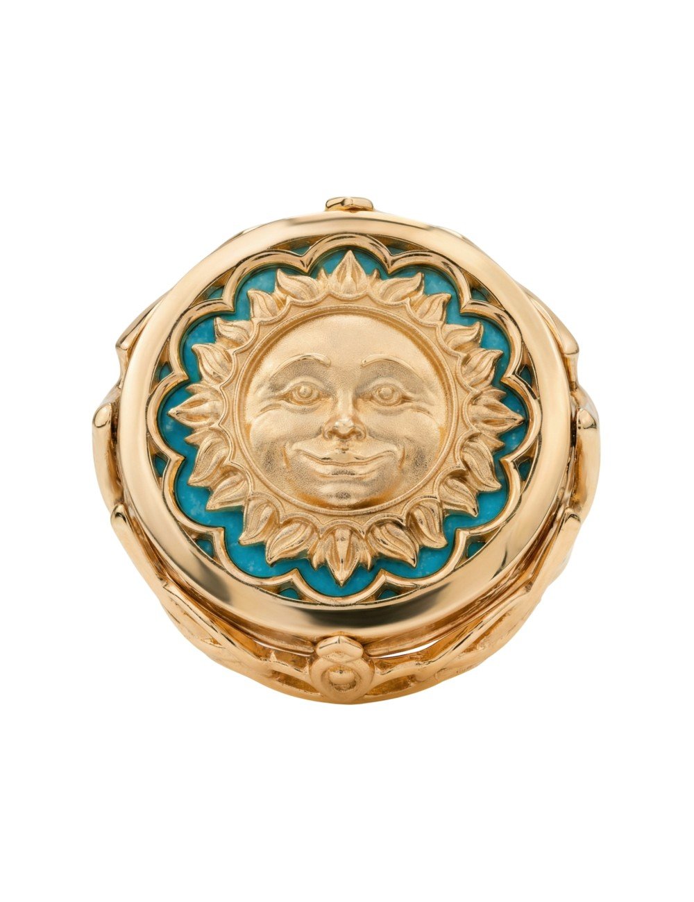 Кольцо из золота c бирюзой и лазуритом