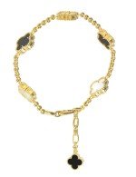 Браслет из лимонного золота c ониксом и перламутром