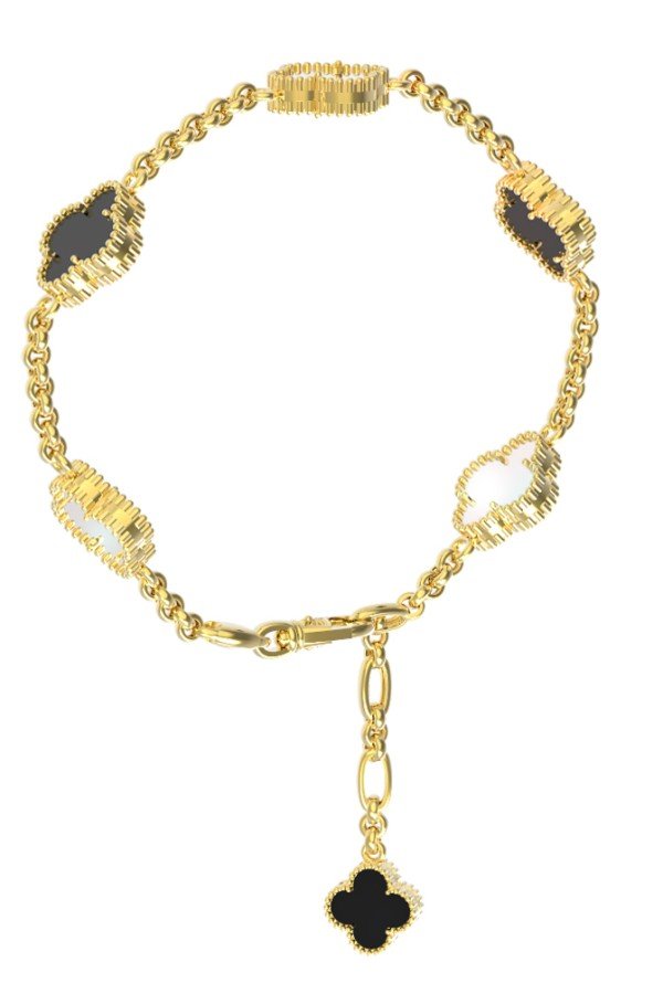 Браслет из лимонного золота c ониксом и перламутром