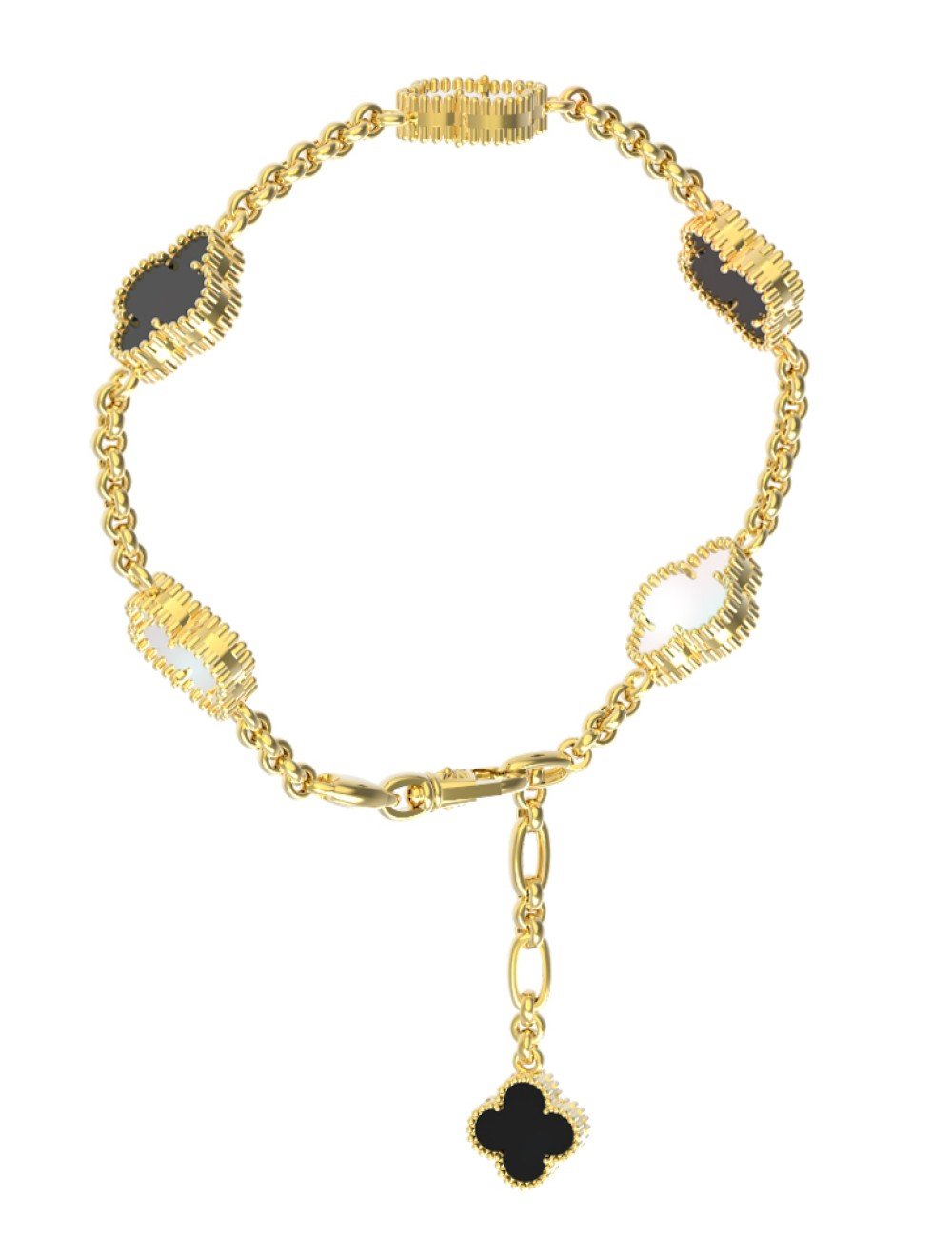 Браслет из лимонного золота c ониксом и перламутром