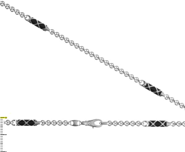 Цепь из белого золота 585 пробы c эмалью