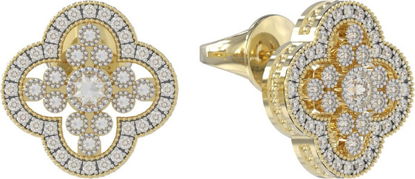 Серьги из лимонного золота 585 пробы c бриллиантами