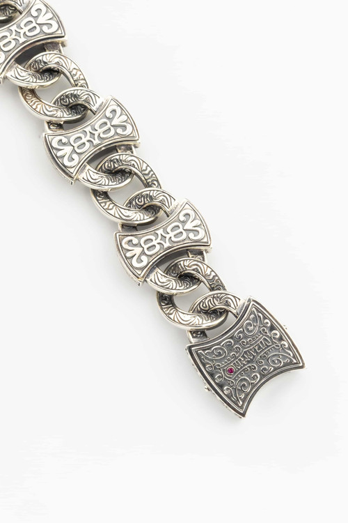 Браслет из серебра 925 пробы и золота 750 пробы c рубином