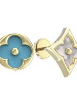 Серьги из лимонного золота c бирюзой и перламутром