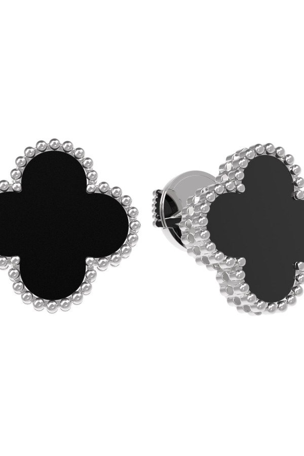 Серьги из белого золота c ониксом