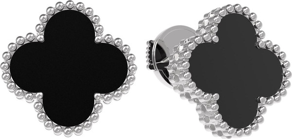 Серьги из белого золота 585 пробы c ониксом