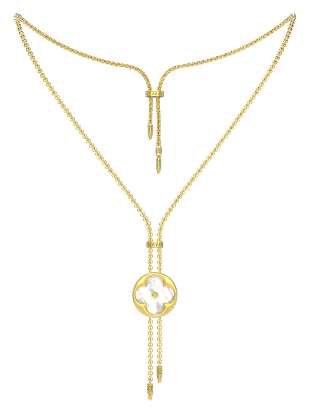 Колье из лимонного золота c малахитом и перламутром