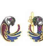 Серьги из лимонного золота c эмалью и фианитом