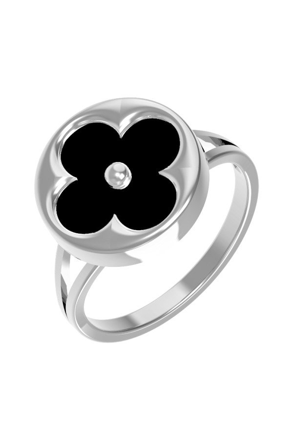 Кольцо из белого золота c ониксом