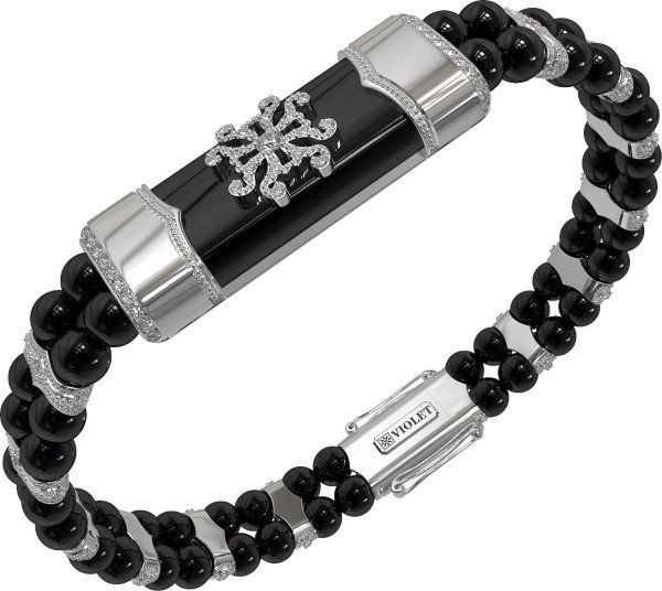 Браслет из белого золота c бриллиантами и ониксом