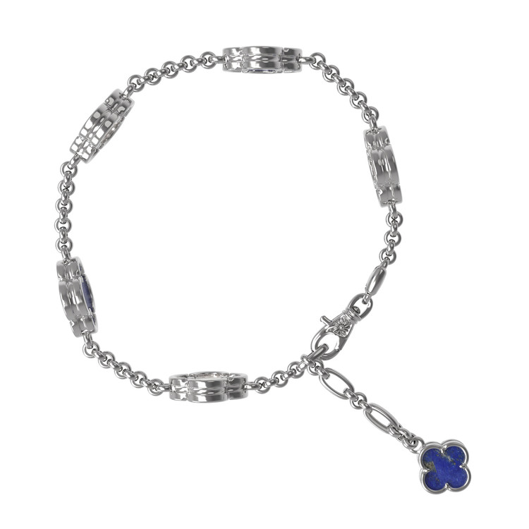 Браслет из белого золота 585 пробы c лазуритом и перламутром