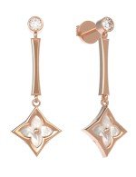 Серьги из золота c фианитом и перламутром