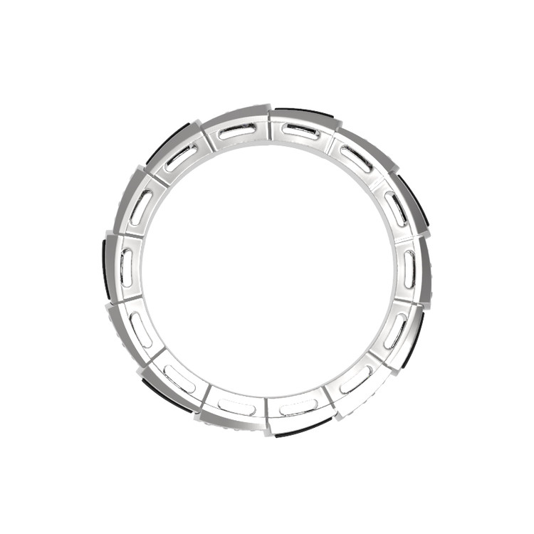 Кольцо из белого золота 585 пробы c бриллиантами и ониксом