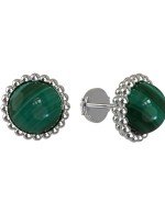 Серьги из белого золота c малахитом