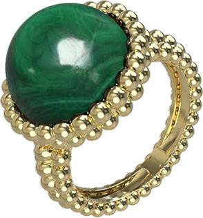 Кольцо из лимонного золота 585 пробы c малахитом