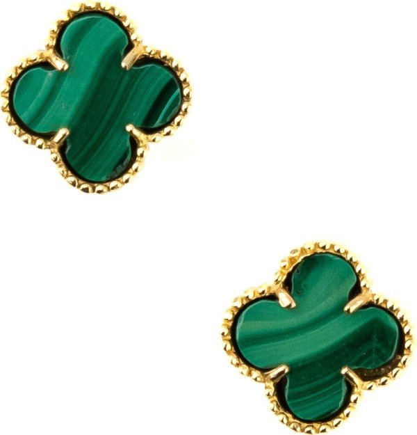 Серьги из лимонного золота c малахитом