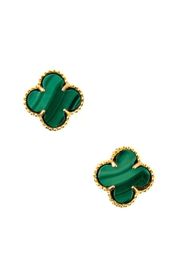 Серьги из лимонного золота c малахитом