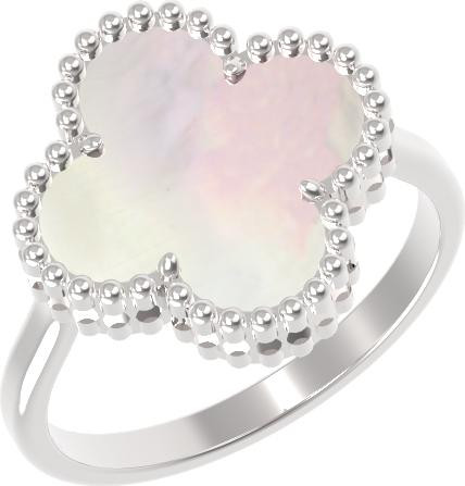 Кольцо из белого золота 585 пробы c перламутром