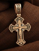 Крест из золота 585 пробы c бриллиантами