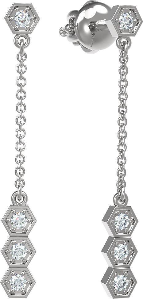 Серьги из белого золота 585 пробы c бриллиантами