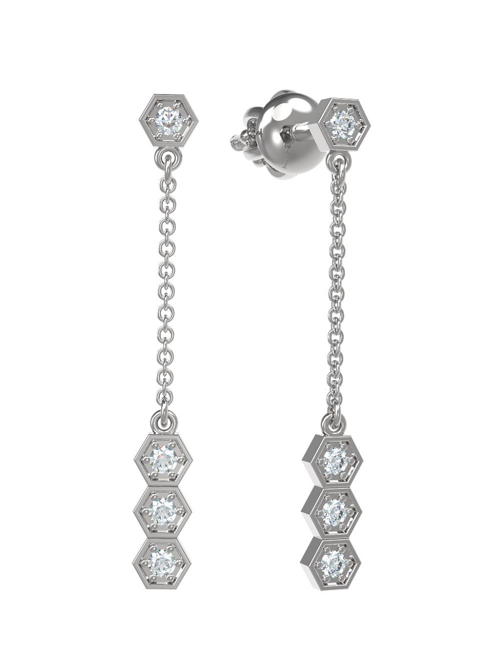 Серьги из белого золота c бриллиантами