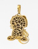 Подвеска из лимонного золота c эмалью и тигровым глазом