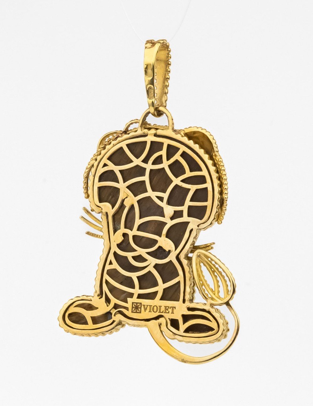 Подвеска из лимонного золота c эмалью и тигровым глазом