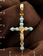 Крест из лимонного золота c бирюзой