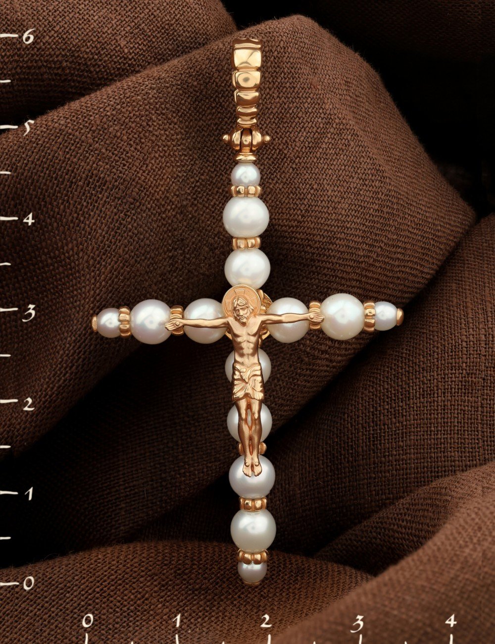 Крест из золота c жемчугом