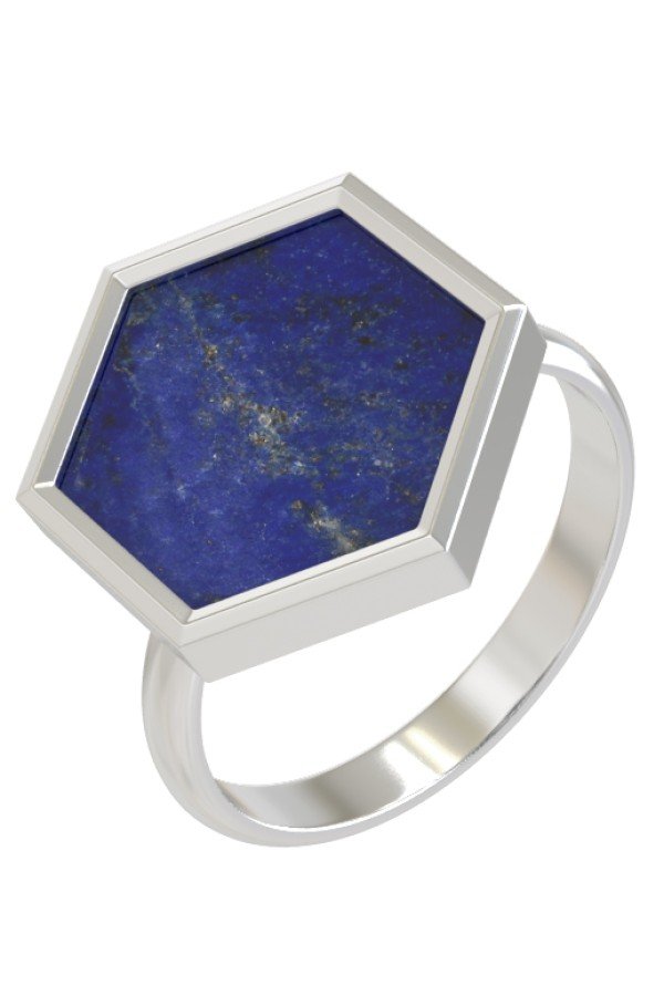 Кольцо из белого золота c лазуритом